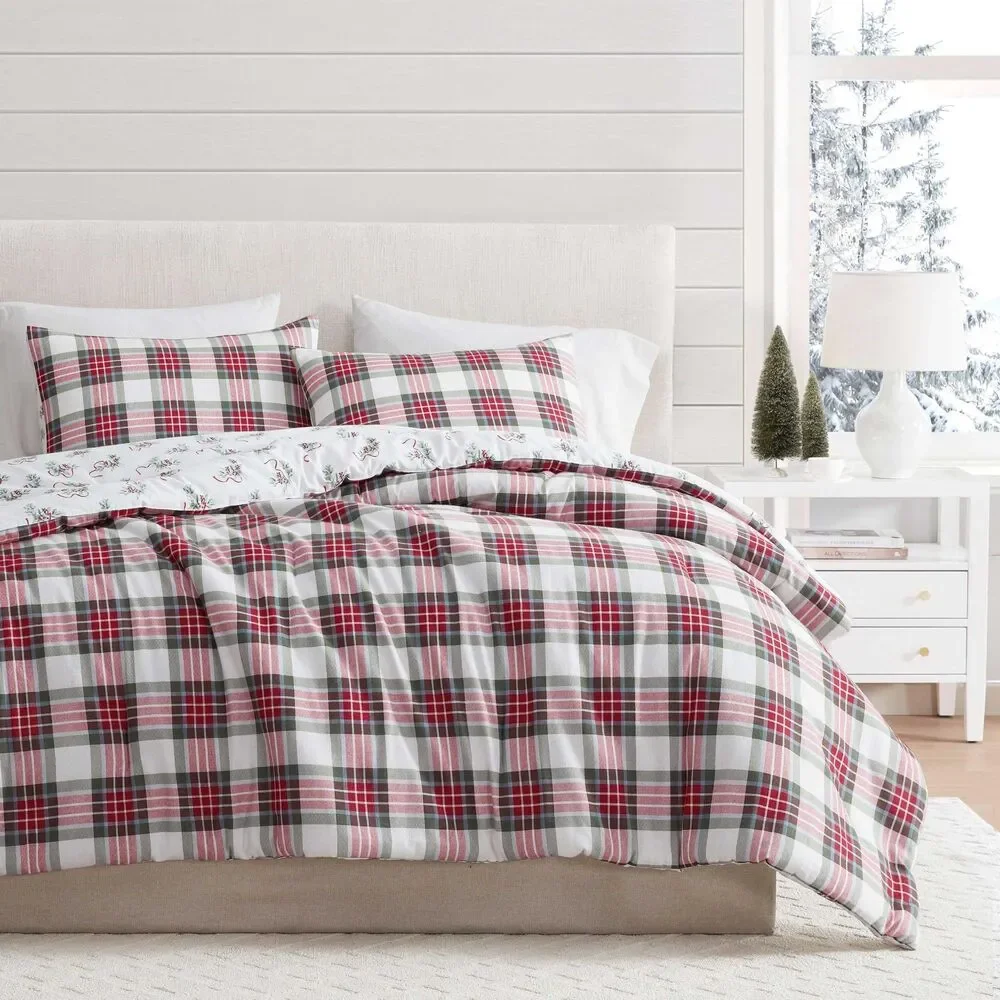 MARTHA STEWART Queen Size Bedding Comforter Set, Soft Cotton Flannel